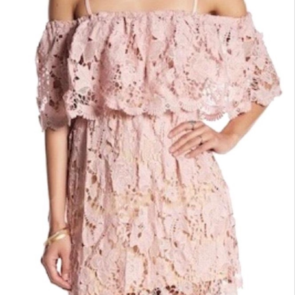 ROMEO & JULIET COUTURE MAUVE LACE DRESS LARGE NWT